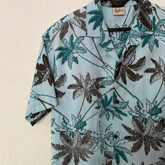 Vintage Royal Creations Hawaiian Shirt -  Light Blue with Palm Trees (Large) - Picture 1 of 4